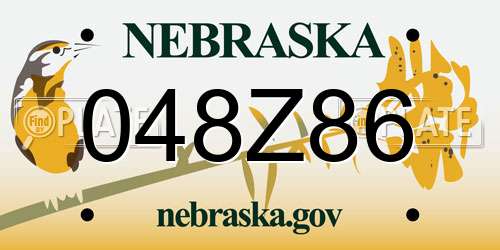 048Z86 Nebraska License Plate
