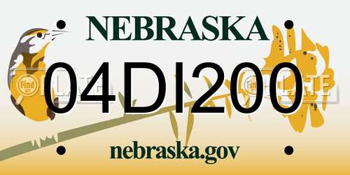 04DI200 Nebraska License Plate