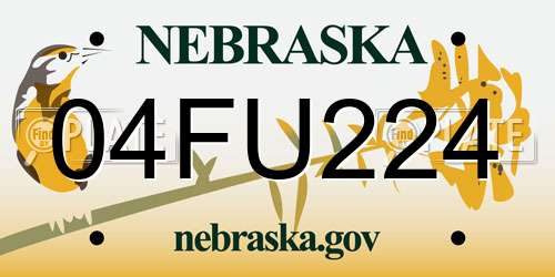 04FU224 Nebraska License Plate
