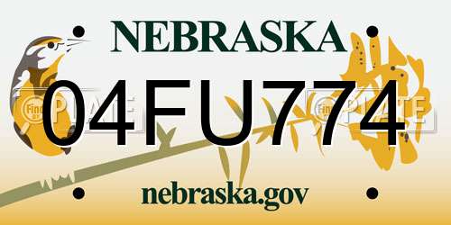 04FU774 Nebraska License Plate