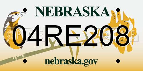 04RE208 Nebraska License Plate