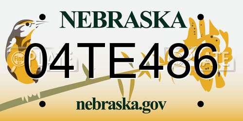 04TE486 Nebraska License Plate