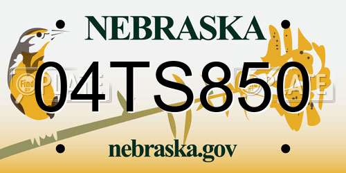 04TS850 Nebraska License Plate