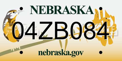 04ZB084 Nebraska License Plate