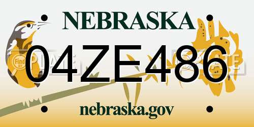 04ZE486 Nebraska License Plate