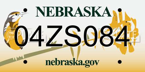04ZS084 Nebraska License Plate
