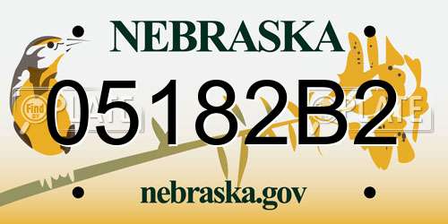 05182B2 Nebraska License Plate