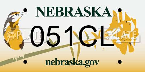 051CL Nebraska License Plate