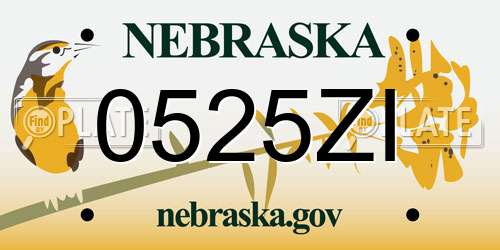0525ZI Nebraska License Plate