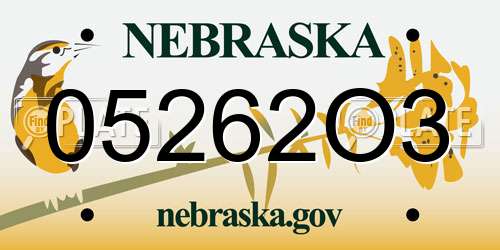 05262O3 Nebraska License Plate