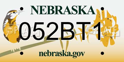 052BT1 Nebraska License Plate