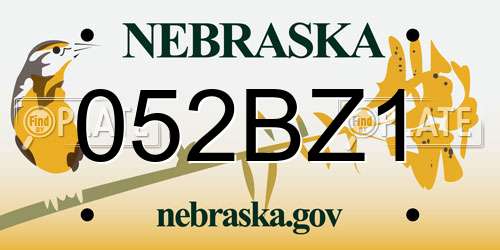 052BZ1 Nebraska License Plate