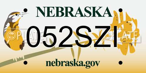 052SZI Nebraska License Plate
