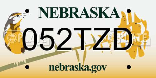 052TZD Nebraska License Plate