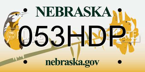 053HDP Nebraska License Plate
