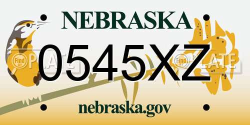 0545XZ Nebraska License Plate