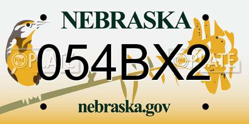 054BX2 Nebraska License Plate