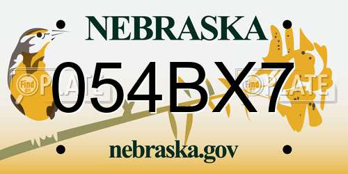 054BX7 Nebraska License Plate
