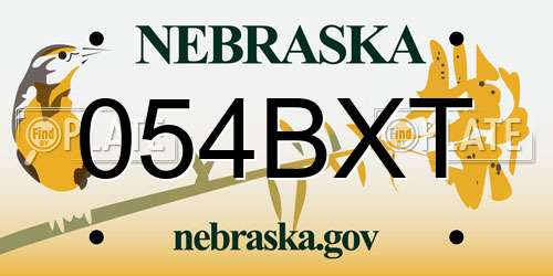 054BXT Nebraska License Plate