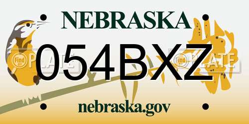 054BXZ Nebraska License Plate