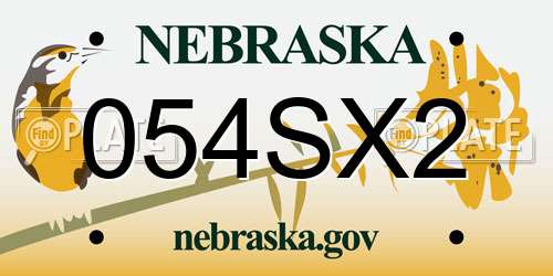 054SX2 Nebraska License Plate
