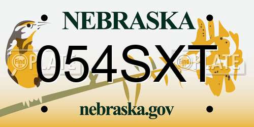054SXT Nebraska License Plate