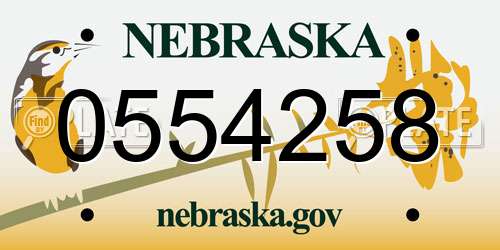 0554258 Nebraska License Plate