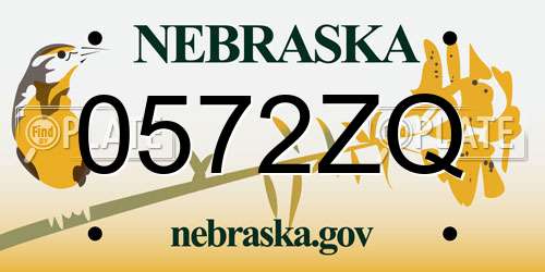 0572ZQ Nebraska License Plate
