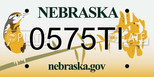 0575TI Nebraska License Plate