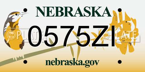 0575ZI Nebraska License Plate