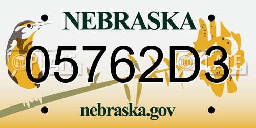 05762D3 Nebraska License Plate