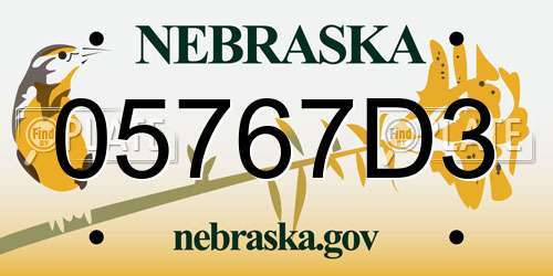 05767D3 Nebraska License Plate