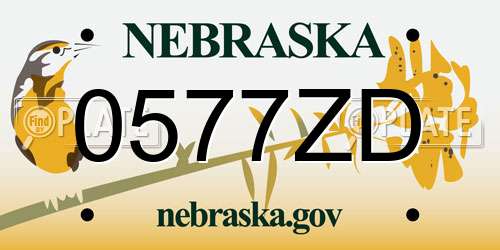 0577ZD Nebraska License Plate