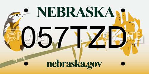 057TZD Nebraska License Plate