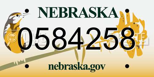 0584258 Nebraska License Plate