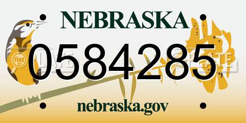 0584285 Nebraska License Plate