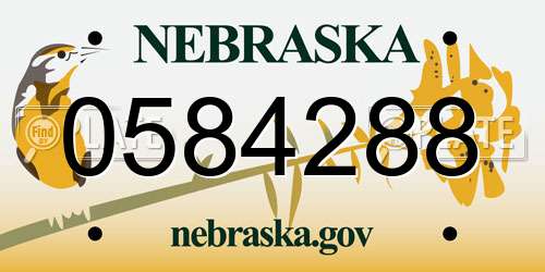 0584288 Nebraska License Plate