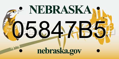 05847B5 Nebraska License Plate