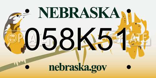 058K51 Nebraska License Plate