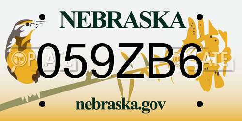 059ZB6 Nebraska License Plate
