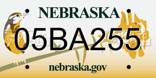 05BA255 Nebraska License Plate