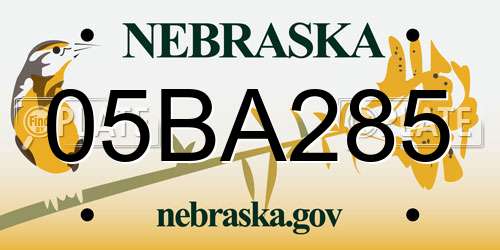 05BA285 Nebraska License Plate