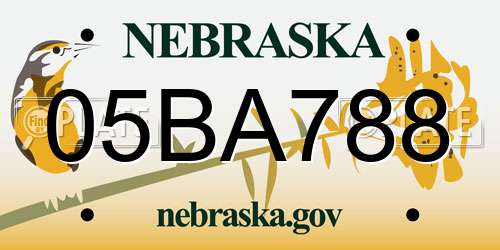 05BA788 Nebraska License Plate