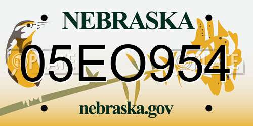 05EO954 Nebraska License Plate