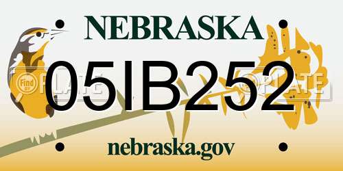 05IB252 Nebraska License Plate