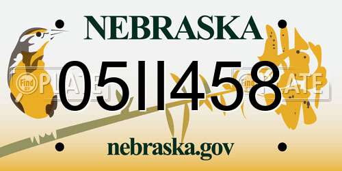05II458 Nebraska License Plate