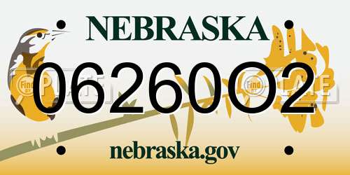 06260O2 Nebraska License Plate