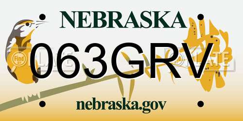 063GRV Nebraska License Plate