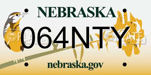 064NTY Nebraska License Plate