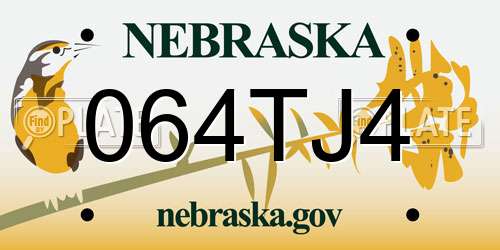 064TJ4 Nebraska License Plate
